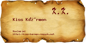 Kiss Kármen névjegykártya